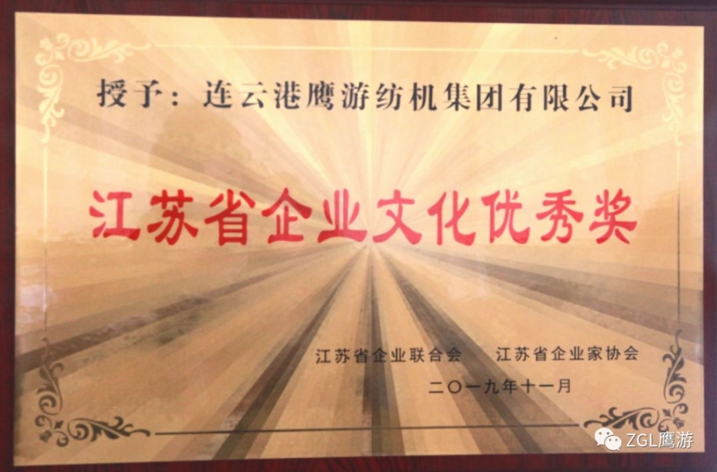 2019年江蘇省企業(yè)聯(lián)合會授予“江蘇省企業(yè)文化優(yōu)秀獎”